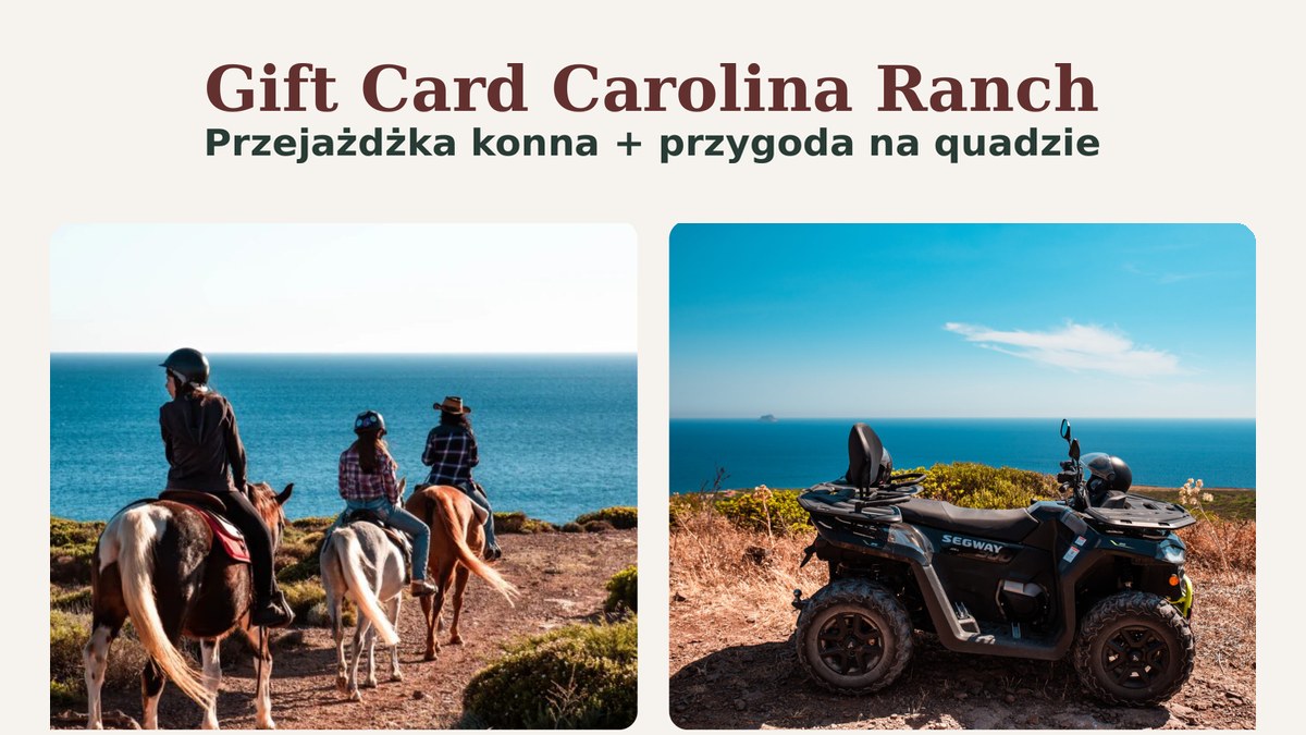 Podgląd karty podarunkowej na przejażdżkę konną i przygodę na quadzie